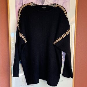 Coco + Carmen Black Whipstitch Trim Sweater Size XXL